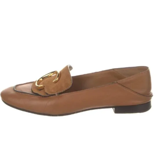 Used Chloe Leather Studded Accents Loafers Women's Size: 7 | IT 37 - Picture 1 of 5